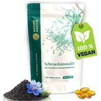 Nature Basics Hochwertiges 500mg Schwarzkümmelöl 250mg Linolsäure Vegan 180 Kapseln, 180 St., 180 g