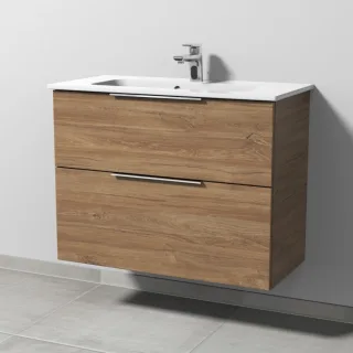 Sanipa 3way Waschtischunterbau zu Duravit ME by Starck Waschtisch mit 2 Auszügen, Eiche-Kansas UM72359