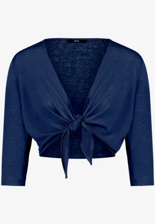 zero - Kurze Sweatjacke mit Bindedetail blau - Gr. - 40