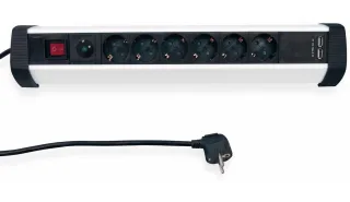 Aluminium Steckdosenleiste, 6-fach, 2x USB