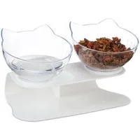 relaxdays Napf-Set Erhöhter Katzen Doppelnapf 500ml