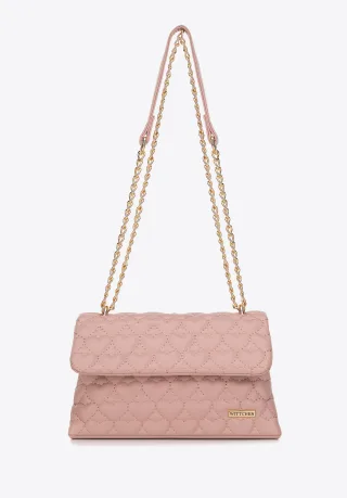 Wittchen Mini-Handtasche für Damen, gesteppt mit Herzen, rosa Öko-Leder
