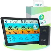 shop'n smile ideoon WLAN Funkwetterstation XXL UV Farbdisplay Thermometer Hygrometer Funkwetterstation (40 cm Display, WLAN/Tuya App, 5-Tage-Trend, Luftqualität & Wetterdaten)