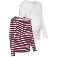Neun Monate Umstandsshirt, 2er Pack Shirts für Schwangerschaft und Stillzeit (Packung, 2-tlg., 2) Langarm, figurbetont, unifarben oder geringelt