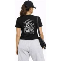 Banco T-Shirt Damen T-Shirt „Love What You Do“ – Kurzarmshirt mit Statement Auffälliger Rückenprint „Love What You Do & Success Will Follow“