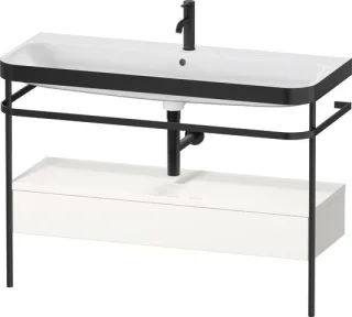 Duravit Happy D.2 Plus c-bonded Set mit Metallkonsole und Schubkasten Weiß Hochglanz 1175x490x850 mm HP4744O22220000