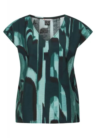 Street One - Bluse mit V-Ausschnitt grün - Gr. - 36
