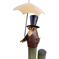 Deko-Impression Tierfigur Zaunfigur Zaunhocker Gartendeko lustiger Rabe m. Schirm offen 21 cm (1 St)