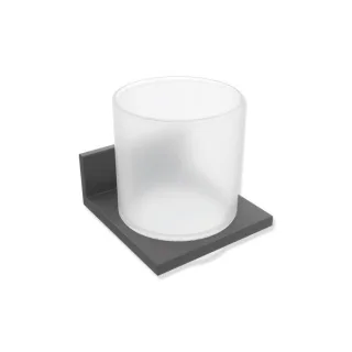 Hewi System 900 Q Glasbecher 900Q04.00060SC pulverbeschichtet dunkelgrau perlglimmer tiefmatt, mit Metall-Halter