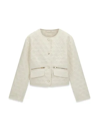 Guess - EDITH CROP LOGO QUILT JKT DOVE WHITE - Gr. - M