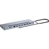 USB-C Metal Ergonomic Triple 4K Docking Station, Dockingstation HDMI, DP, USB-C, PD, mit Ladegerät