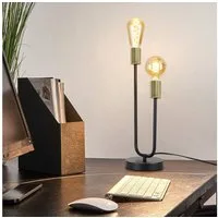 Nettlife Tischleuchte Tischleuchte Schwarz Gold E27 mit Kabel, mit Kippschalter, LED wechselbar, für Wohnzimmer Schlafzimmer kinderzimmer Bedside