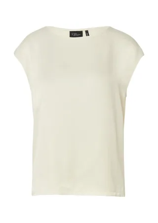 s.Oliver BLACK LABEL - Ärmelloses Shirt im Fabricmix beige - Gr. - 36