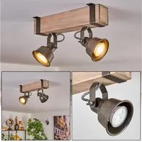 hofstein Deckenleuchte moderne Deckenlampe aus Metall/Holz in Grün-Grau/Natur, ohne Leuchtmittel, Deckenleuchte mit verstellbaren Schirmen, 2 x GU10 ohne Leuchtmittel