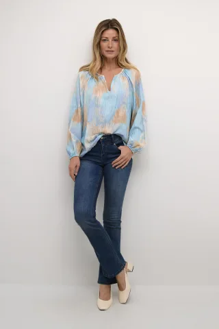 Langarm-Bluse Regular fit blue