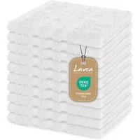 Lavea Seiftuch 10er Gästehandtücher Set 30x30 cm Elena Frottee, kleine Waschlappen, 100% Baumwolle (10er Set), 500 g/m² Frottier, weich & saugstark, pflegeleicht