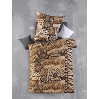 Optidream Bettwäsche Set Mikrofaser 135x200 Polyester Shirkan-PP braun ocker, Mikrofaser, 2 teilig, Geschenk Idee Frauen Männer neue Wohnung Hochzeit Frühjahr sale
