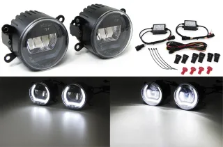 2x LED Tagfahrlicht Nebelscheinwerfer 90mm R87 DRL Schwarz für Suzuki Alto Grand Vitara Ignis Jimny Splash Swift SX4