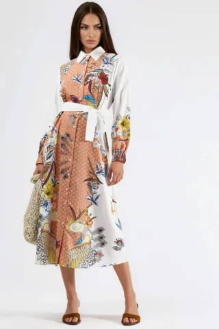 Blumen-Maxi-Kleid mit Knopfverschluss
