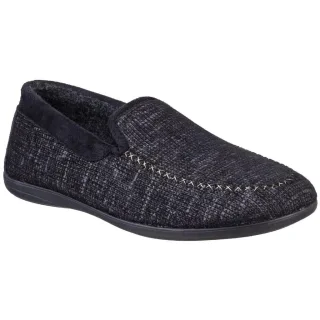 Cotswold Herren Stanley Moc Toe Full Slipper (Schwarz)