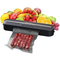 Luckice Vakuumierer Vakuumiergerät Lebensmittel bleiben vakuumiert bis zu 8x länger frisch, Rollenbreite 28 cm, 120W, Praktischer Nass-und Trockenmodus,Enthält 10 Vakuumbeutel
