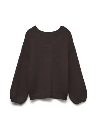 VERO MODA - VMMAYBE LS 2WAY V-NECK PULLOVER NOOS Chocolate Torte - Gr. - L