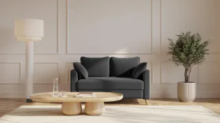 BRUNO Schlafsofa 120cm in Anthrazit | Flow | stabiles Massivholz & Boxspringkomfort