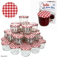 MamboCat Einmachglas 100er Set Sturzglas 230 ml Einmachglas To 82 rot karierter Deckel, Glas
