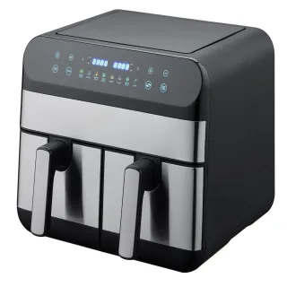 [EU Direct] NovuLife 1800W Dual Zone Digital Air Fryer 9L Capacity 8 Preset Programs with LED Touch Display for Healthy