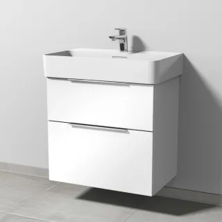 Sanipa 3way Waschtischunterbau zu Laufen VAL Waschtisch mit 2 Auszügen, Weiß-Glanz UF82278