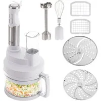 Camry Handmixer CR 4623w Multifunktions-Mixer-Set Stabmixer Set mit Schneebesen, 1600 W, Kartoffelstampfer, Würfelschneider, Reibe, Weiß Silber