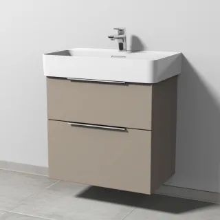Sanipa 3way Waschtischunterbau zu Laufen VAL Waschtisch mit 2 Auszügen, Sandgrau-Matt UF82267