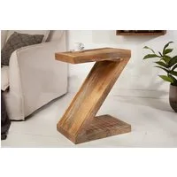 riess-ambiente Beistelltisch Z 45cm natur - Mango-Massivholz, Handarbeit, lackiert, Z-form, robust, variabel stellbarer Couchtisch - ideal für Wohn- und Schlafzimmer