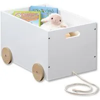KESPER® Holzkiste Kinder Spielzeugkiste mit Rollen rollbare Spielkiste, mit Kordel als Zugschnur zum leichten Hinterherziehen