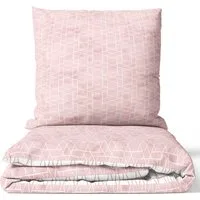 Leonado Vicenti Bettwäsche Baumwolle fein gewebt, Renforcé, 3 teilig, modernes Rauten Design in Rosa Weiß
