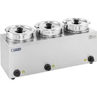 Royal Catering Speisenwärmer Suppenstation Bain Marie 3 x 2,75 L Wasserbad Warmhaltegerät Gastro