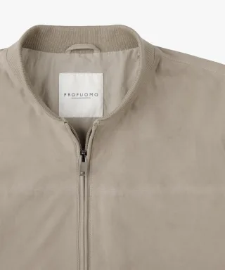 Profuomo - Dunkelbeige Veloursleder-Bomber dunkelbeige - Gr. - 54