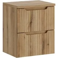 Lomadox Waschbeckenschrank NEWPORT-56-EVOKE 50 cm breit in Eiche, gerillte Front, 2 Schubladen