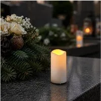 MARELIDA LED-Kerze Grabkerze Mini Stumpenkerze H: 10cm D: 5cm Timer Sensor bis 750h weiß