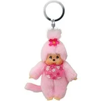 Monchhichi Plüschfigur Monchhichi Plüschanhänger Mädchen Kirschblüte mit Latz rosa 10cm