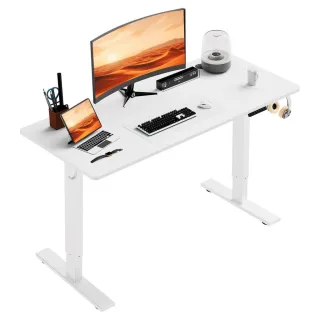 Homavo Schreibtisch, Weiß, Metall, Recyclingholz, Rechteckig, 60x117x110 cm, Arbeitszimmer, Schreibtische, Bürotische