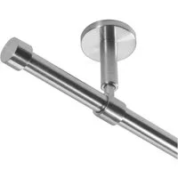BASIT Gardinenstange Rohr Edelstahl 16 mm mit Deckenträgern 120 cm E16, Ø 16 mm, 1-läufig, verschraubt, Edelstahl, D11 120 cm E16 Kappe