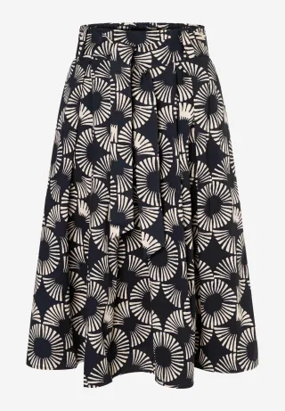 MORE & MORE - Baumwollrock mit Print schwarz - Gr. - 38