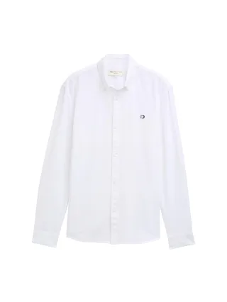 Denim Tom Tailor - Oxford Hemd mit Logo-Stickerei white - Gr. - S