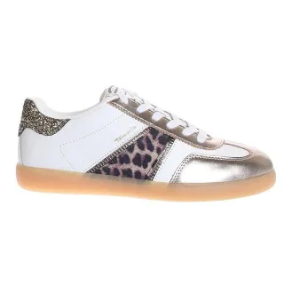 Tamaris Damen-Sneaker aus weißem Leopardenleder