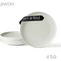 JIWOO Teller 4er Ø26,5cm, Frühstücksteller Salatteller Steakteller Dessertteller, (4 St), Keramik Tellerset Weiß Mikrowellen spülmaschinenfest Ø26,5 cm