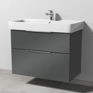 Sanipa 3way Waschtischunterbau zu Geberit Renova Plan Waschtisch mit 2 Auszügen, Anthrazit-Glanz UF87979