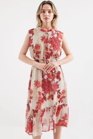Midi-Kleid mit Schleifen-Detail