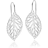 Materia Paar Ohrhänger Damen Silber Blatt hängend SO-45, 925 Sterling Silber, Hochglanz
