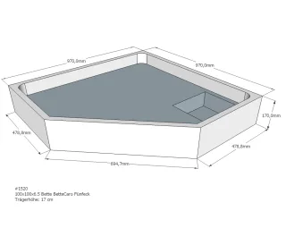 Neuesbad Wannenträger für Bette Caro 100x100x6,5 Fünfeck SD22075